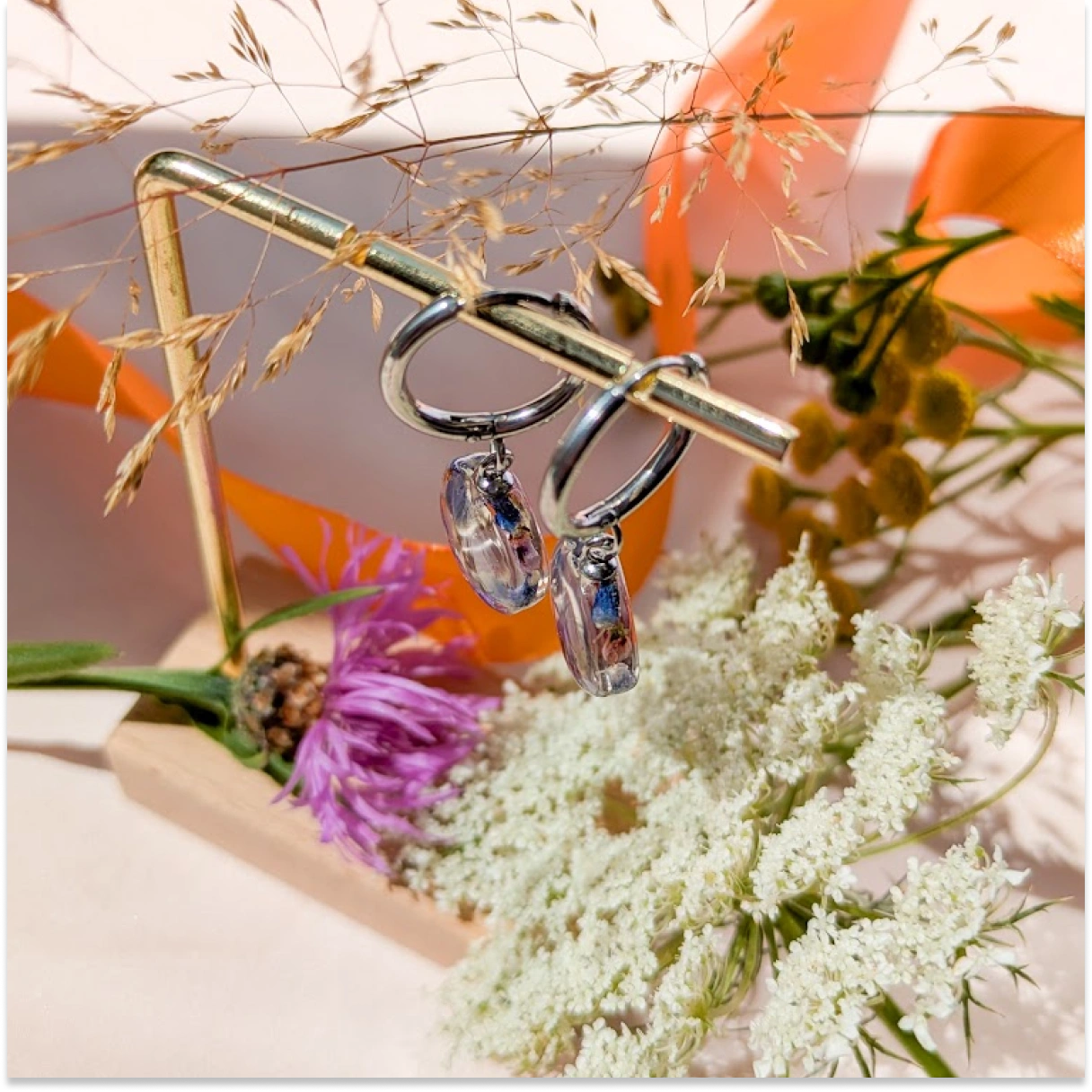 Náušnice Louka - levandule a vřes