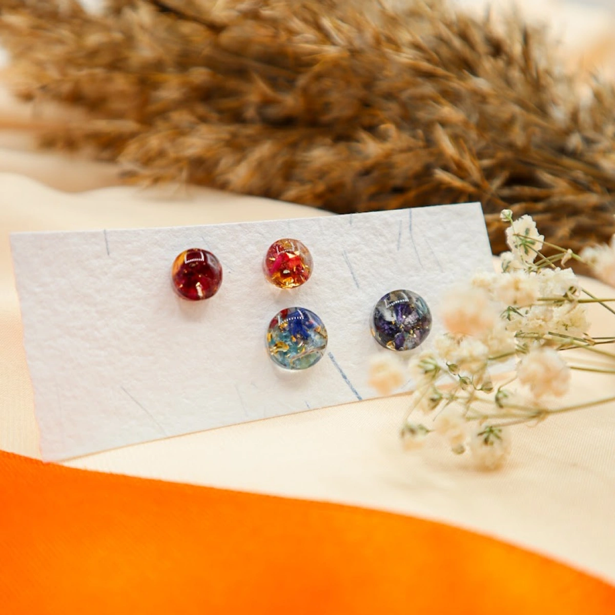 Náušnice Harmonie s růží a hortenzií