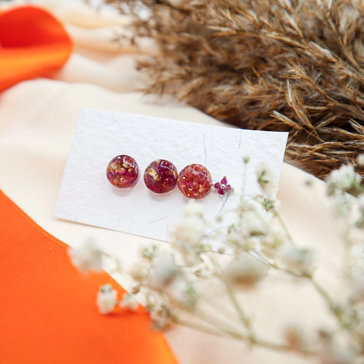 Náušnice Harmonie s růží a pivoňkou