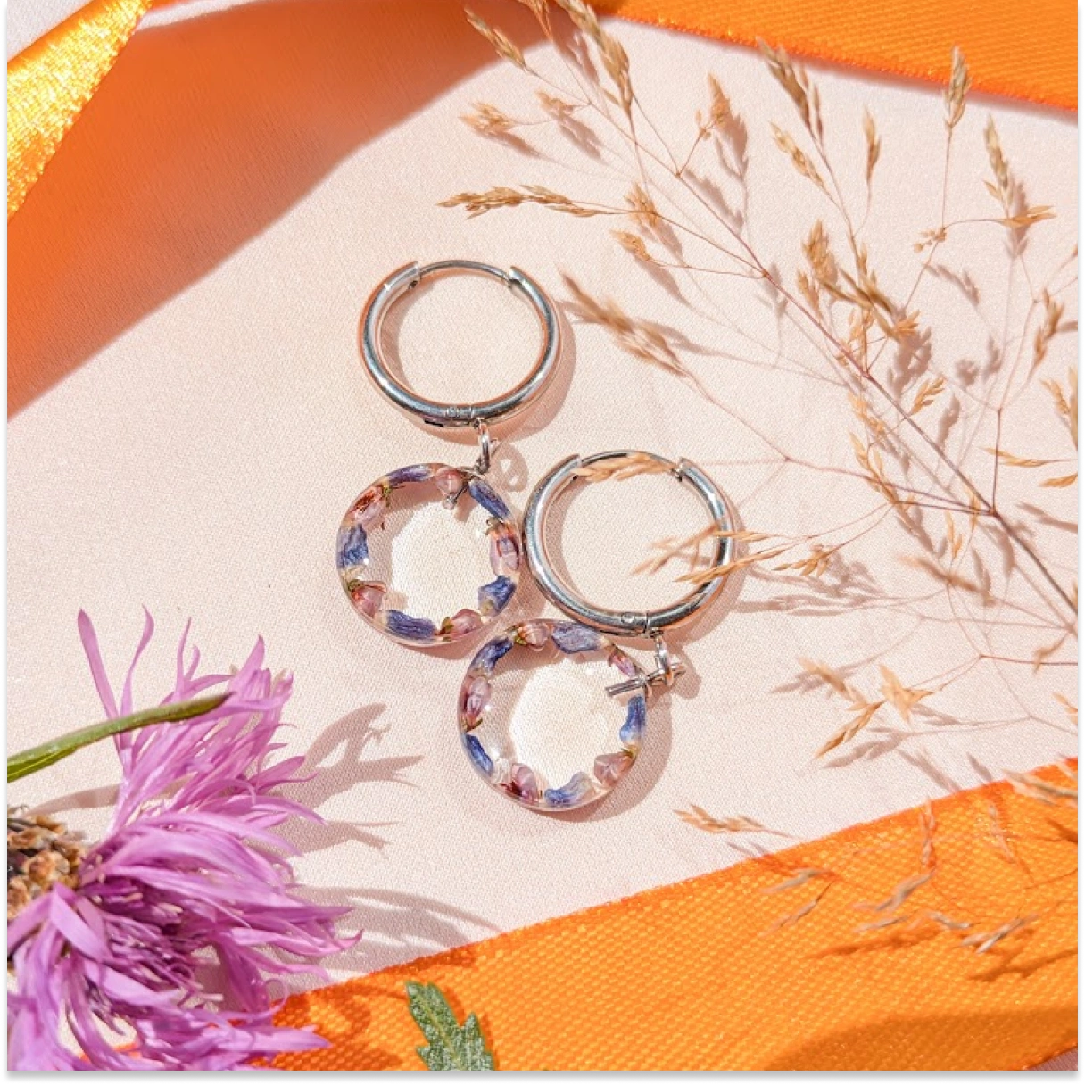 Náušnice Louka - levandule a vřes