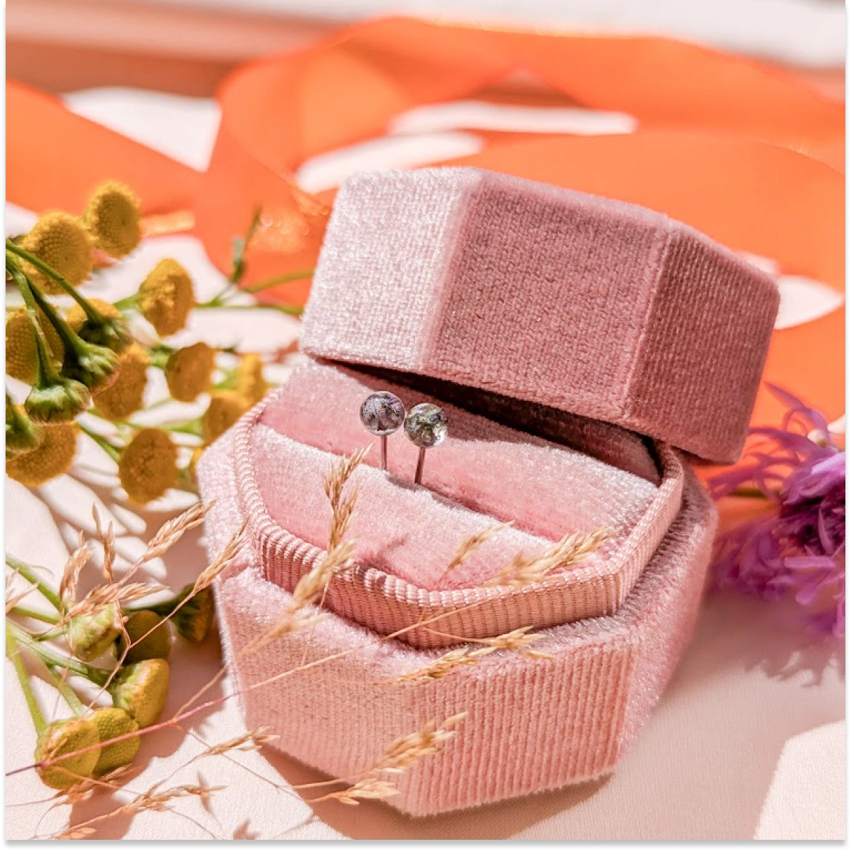 Mini náušnice Louka - hortenzie