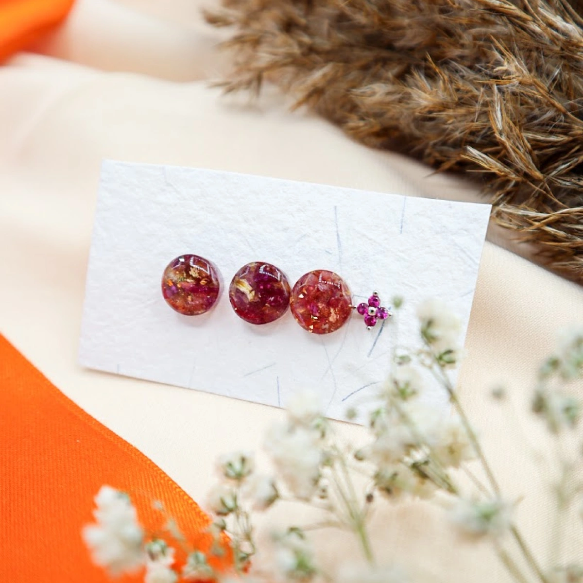 Náušnice Harmonie s růží a pivoňkou