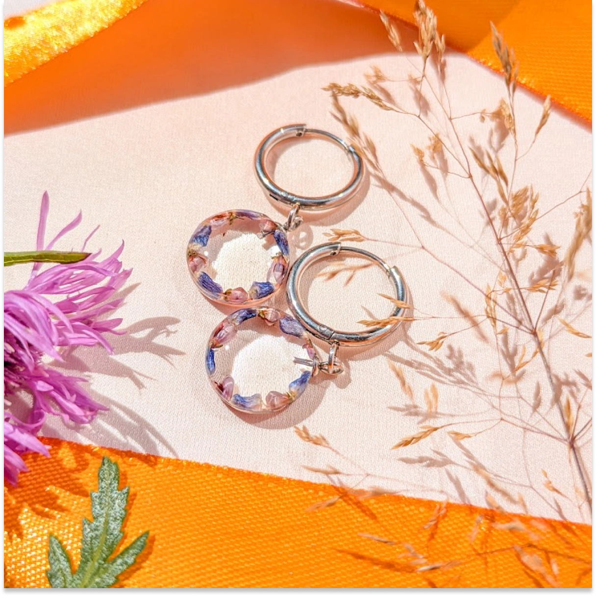 Náušnice Louka - levandule a vřes