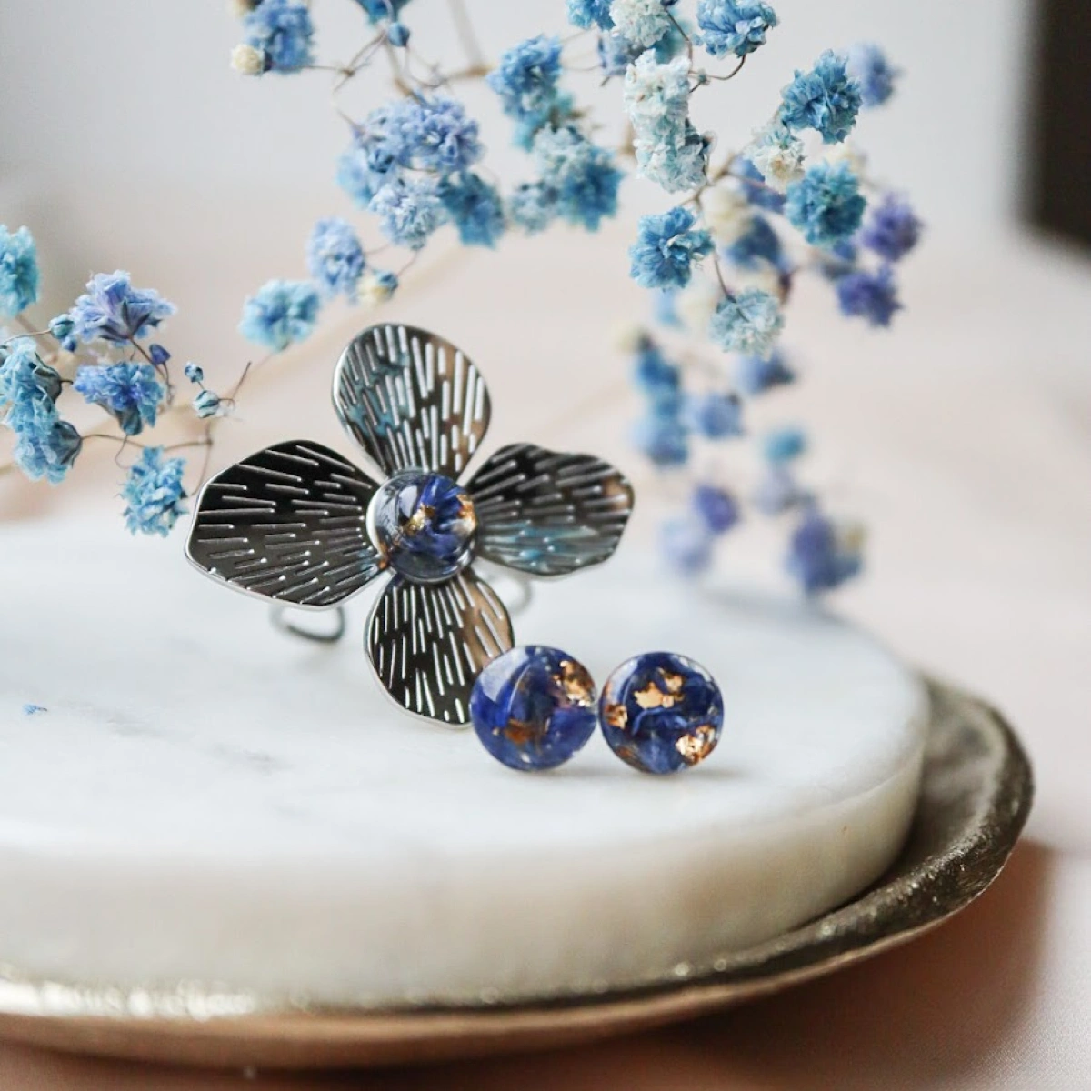 Set - prstýnek Květ a náušnice pecičky