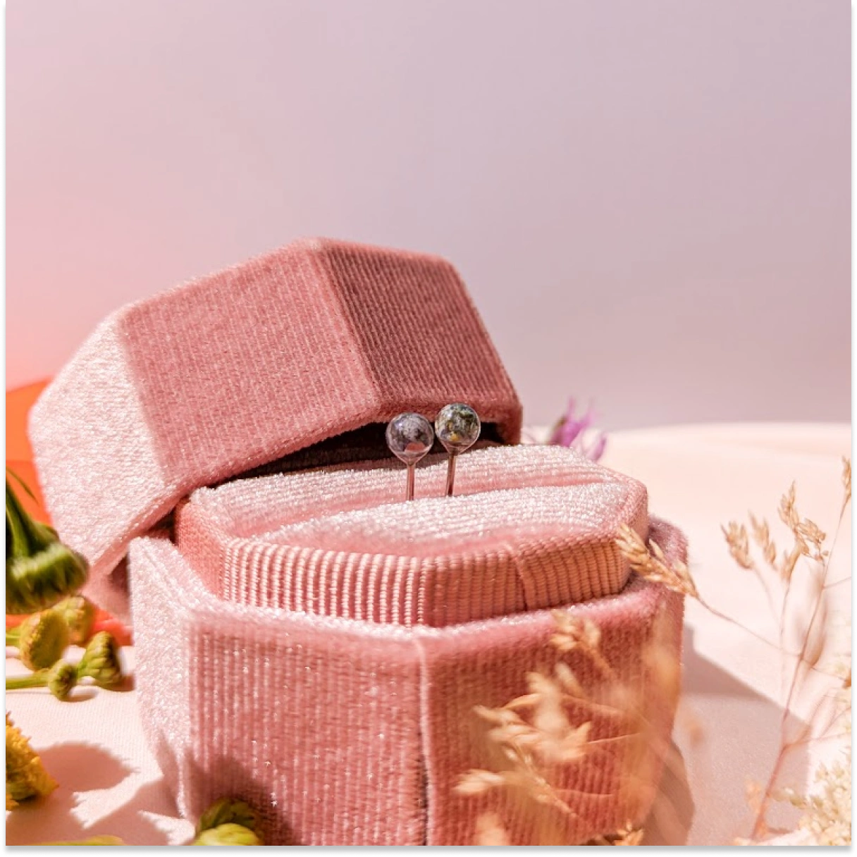 Mini náušnice Louka - hortenzie