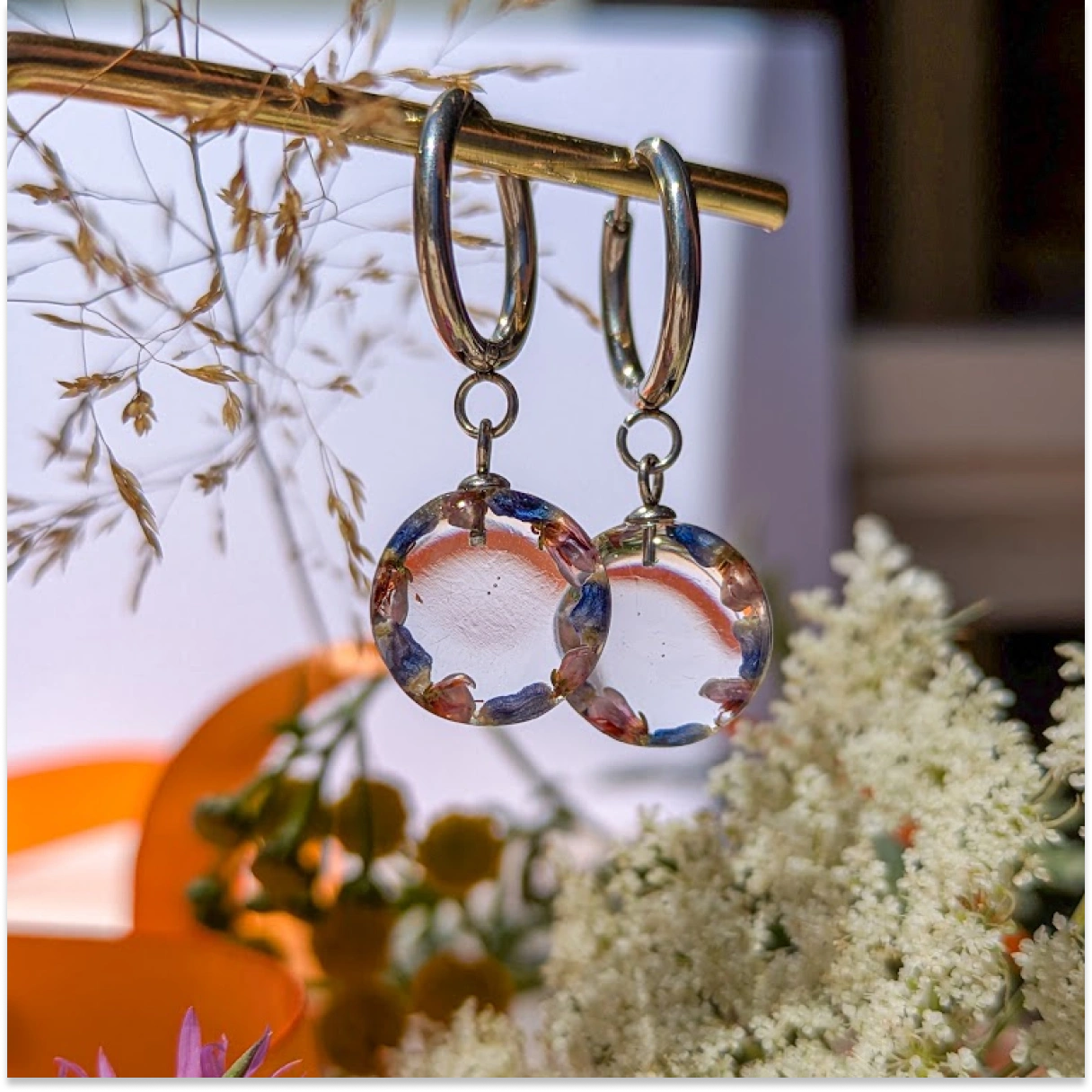 Náušnice Louka - levandule a vřes