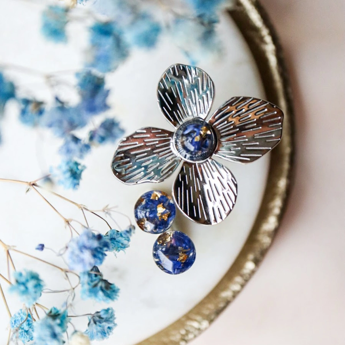 Set - prstýnek Květ a náušnice pecičky