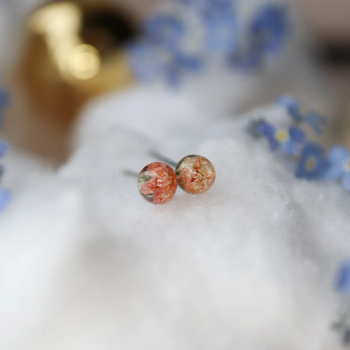 Náušnice kulička s nevěstiným závojem 